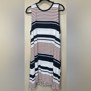 Loft Midi Sleeveless Striped Dress Sz XL